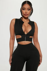 Health First Zip Up Top - Black Fashion Nova